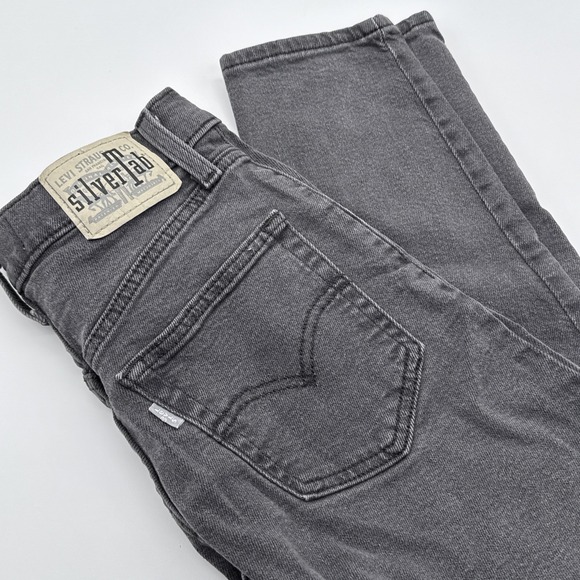 Levis SilverTab Mom Jeans Womens 26 X 27 (FITS 26 X 26) Gray Tapered Leg Stretch - Picture 1 of 12